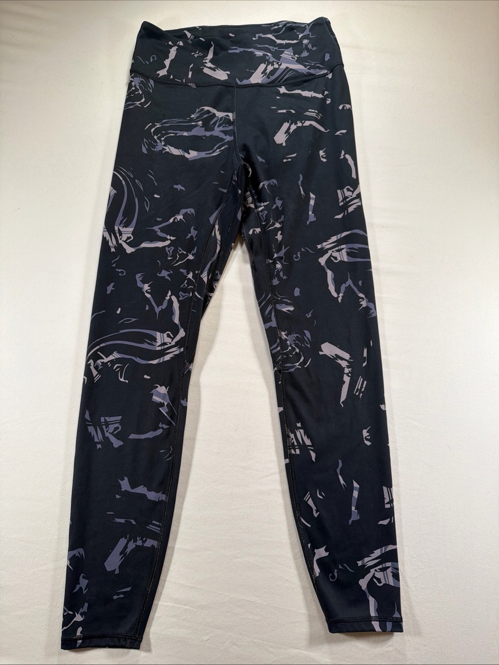 Girls' Black Marble Print Active Leggings